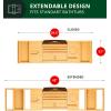 imageNonFoldable Bathtub Tray Caddy for Tub Bamboo Bath Shelf Premium Wood Bath Table Expandable Bathtub ampamp Bathroom Accessories New Home Gifts for Mom Housewarming Anniversary