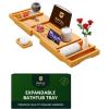 imageNonFoldable Bathtub Tray Caddy for Tub Bamboo Bath Shelf Premium Wood Bath Table Expandable Bathtub ampamp Bathroom Accessories New Home Gifts for Mom Housewarming Anniversary