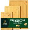 imageROYAL CRAFT WOOD Acacia Wood Cutting Boards Set of 3  Premium Wooden Cutting Boards for Kitchen Meal Prep ampamp Serving  Charcuterie ampamp Chopping Butcher Block for Meat with Deep Juice Groove Side HandlesBamboo