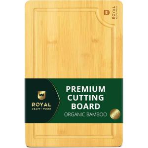imageROYAL CRAFT WOOD Acacia Wood Cutting Boards Set of 3  Premium Wooden Cutting Boards for Kitchen Meal Prep ampamp Serving  Charcuterie ampamp Chopping Butcher Block for Meat with Deep Juice Groove Side HandlesBamboo