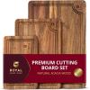 imageROYAL CRAFT WOOD Bamboo Cutting Board Gift Set  3Piece Reversible Wooden Boards with Deep Juice Groove ampamp Handles  Premium Charcuterie ampamp Butcher Blocks for Kitchen  Holiday GiftReady PackagingAcacia Wood