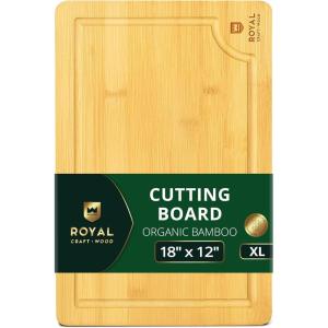 imageROYAL CRAFT WOOD Bamboo Cutting Board Gift Set  3Piece Reversible Wooden Boards with Deep Juice Groove ampamp Handles  Premium Charcuterie ampamp Butcher Blocks for Kitchen  Holiday GiftReady PackagingBamboo
