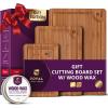 imageROYAL CRAFT WOOD Wooden Cutting Boards for Kitchen Meal Prep ampamp Serving  Non Toxic cutting board Bamboo Wood Serving Board Set  Charcuterie ampamp Chopping Butcher Block for MeatCarbonized Bamboo