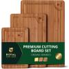 imageROYAL CRAFT WOOD Wooden Cutting Boards for Kitchen Meal Prep ampamp Serving  Non Toxic cutting board Bamboo Wood Serving Board Set  Charcuterie ampamp Chopping Butcher Block for MeatCarbonized Bamboo