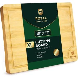 imageROYAL CRAFT WOOD Wooden Cutting Boards for Kitchen Meal Prep ampamp Serving  Non Toxic cutting board Bamboo Wood Serving Board Set  Charcuterie ampamp Chopping Butcher Block for MeatBamboo