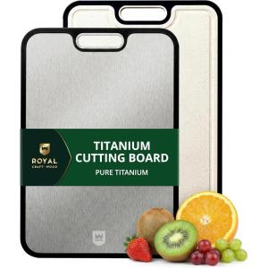 image:imageROYAL CRAFT WOOD Cutting Boards for Kitchen  Titanium Cutting Board Double Sided Cutting Board Pure Titanium amp PP Large Metal Chopping Board with Juice Groove for Meat Easy to Clean 151041Piece