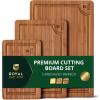 image:imageROYAL CRAFT WOOD Wooden Cutting Boards for Kitchen Meal Prep amp Serving  Bamboo Wood Cutting Board Set with Deep Juice Groove Side Handles  Charcuterie amp Chopping Butcher Block for Meat Set of 3Brown