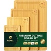 image:imageROYAL CRAFT WOOD Wooden Cutting Boards for Kitchen Meal Prep amp Serving  Bamboo Non Toxic Cutting Board Set with Deep Juice Groove Side Handles  Charcuterie amp Chopping Butcher Block for Meat 4 PcsNatural