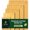 image:imageROYAL CRAFT WOOD Wooden Cutting Boards for Kitchen Meal Prep amp Serving  Bamboo Non Toxic Cutting Board Set with Deep Juice Groove Side Handles  Charcuterie amp Chopping Butcher Block for Meat 4 PcsNatural