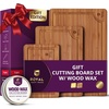 image:imageROYAL CRAFT WOOD Wooden Cutting Boards for Kitchen Meal Prep amp Serving  Bamboo Non Toxic Cutting Board Set with Deep Juice Groove Side Handles  Charcuterie amp Chopping Butcher Block for Meat 4 PcsBrown