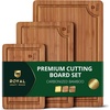 image:imageROYAL CRAFT WOOD Wooden Cutting Boards for Kitchen Meal Prep amp Serving  Bamboo Non Toxic Cutting Board Set with Deep Juice Groove Side Handles  Charcuterie amp Chopping Butcher Block for Meat 4 PcsBrown