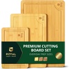 image:imageROYAL CRAFT WOOD Wooden Cutting Boards for Kitchen Meal Prep amp Serving  Bamboo Non Toxic Cutting Board Set with Deep Juice Groove Side Handles  Charcuterie amp Chopping Butcher Block for Meat 4 PcsNatural