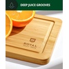 image:imageROYAL CRAFT WOOD Wooden Cutting Boards for Kitchen Meal Prep amp Serving  Bamboo Non Toxic Cutting Board Set with Deep Juice Groove Side Handles  Charcuterie amp Chopping Butcher Block for Meat 4 PcsNatural