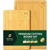 image:imageROYAL CRAFT WOOD Wooden Cutting Boards for Kitchen Meal Prep amp Serving  Bamboo Non Toxic Cutting Board Set with Deep Juice Groove Side Handles  Charcuterie amp Chopping Butcher Block for Meat 4 PcsNatural