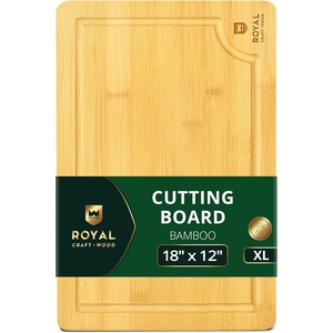 image:imageROYAL CRAFT WOOD Wooden Cutting Boards for Kitchen Meal Prep amp Serving  Bamboo Non Toxic Cutting Board Set with Deep Juice Groove Side Handles  Charcuterie amp Chopping Butcher Block for Meat 4 PcsNatural