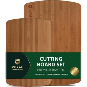 image:imageROYAL CRAFT WOOD Wooden Cutting Boards for Kitchen Meal Prep amp Serving  Bamboo Non Toxic Cutting Board Set with Deep Juice Groove Side Handles  Charcuterie amp Chopping Butcher Block for Meat 4 PcsBrown