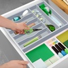 image:imageDrawer Organizer for Kitchen Organization  Expandable Bamboo Silverware Drawer Organizer with Removable Knife Block Bamboo Cutlery NonSlip Utensil Organizer with 7Slot Knife Storage for FlatwareGray
