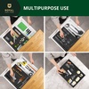 image:imageDrawer Organizer for Kitchen Organization  Expandable Bamboo Silverware Drawer Organizer with Removable Knife Block Bamboo Cutlery NonSlip Utensil Organizer with 7Slot Knife Storage for FlatwareBlack