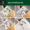 image:imageDrawer Organizer for Kitchen Organization  Expandable Bamboo Silverware Drawer Organizer with Removable Knife Block Bamboo Cutlery NonSlip Utensil Organizer with 7Slot Knife Storage for FlatwareWhite