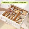 image:imageDrawer Organizer for Kitchen Organization  Expandable Bamboo Silverware Drawer Organizer with Removable Knife Block Bamboo Cutlery NonSlip Utensil Organizer with 7Slot Knife Storage for FlatwareNatural