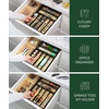 image:imageDrawer Organizer for Kitchen Organization  Expandable Bamboo Silverware Drawer Organizer with Removable Knife Block Bamboo Cutlery NonSlip Utensil Organizer with 7Slot Knife Storage for FlatwareBlackNatural