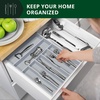 image:imageDrawer Organizer for Kitchen Organization  Expandable Bamboo Silverware Drawer Organizer with Removable Knife Block Bamboo Cutlery NonSlip Utensil Organizer with 7Slot Knife Storage for FlatwareGray