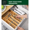 image:imageDrawer Organizer for Kitchen Organization  Expandable Bamboo Silverware Drawer Organizer with Removable Knife Block Bamboo Cutlery NonSlip Utensil Organizer with 7Slot Knife Storage for FlatwareNatural