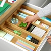 image:imageDrawer Organizer for Kitchen Organization  Expandable Bamboo Silverware Drawer Organizer with Removable Knife Block Bamboo Cutlery NonSlip Utensil Organizer with 7Slot Knife Storage for FlatwareNatural