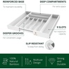 image:imageDrawer Organizer for Kitchen Organization  Expandable Bamboo Silverware Drawer Organizer with Removable Knife Block Bamboo Cutlery NonSlip Utensil Organizer with 7Slot Knife Storage for FlatwareWhite