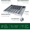 image:imageDrawer Organizer for Kitchen Organization  Expandable Bamboo Silverware Drawer Organizer with Removable Knife Block Bamboo Cutlery NonSlip Utensil Organizer with 7Slot Knife Storage for FlatwareGray