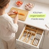 image:imageDrawer Organizer for Kitchen Organization  Expandable Bamboo Silverware Drawer Organizer with Removable Knife Block Bamboo Cutlery NonSlip Utensil Organizer with 7Slot Knife Storage for FlatwareNatural