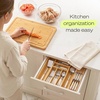 image:imageDrawer Organizer for Kitchen Organization  Expandable Bamboo Silverware Drawer Organizer with Removable Knife Block Bamboo Cutlery NonSlip Utensil Organizer with 7Slot Knife Storage for FlatwareNatural