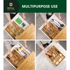 image:imageDrawer Organizer for Kitchen Organization  Expandable Bamboo Silverware Drawer Organizer with Removable Knife Block Bamboo Cutlery NonSlip Utensil Organizer with 7Slot Knife Storage for FlatwareNatural
