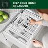 image:imageDrawer Organizer for Kitchen Organization  Expandable Bamboo Silverware Drawer Organizer with Removable Knife Block Bamboo Cutlery NonSlip Utensil Organizer with 7Slot Knife Storage for FlatwareWhite