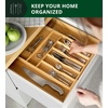 image:imageDrawer Organizer for Kitchen Organization  Expandable Bamboo Silverware Drawer Organizer with Removable Knife Block Bamboo Cutlery NonSlip Utensil Organizer with 7Slot Knife Storage for FlatwareNatural