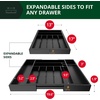 image:imageDrawer Organizer for Kitchen Organization  Expandable Bamboo Silverware Drawer Organizer with Removable Knife Block Bamboo Cutlery NonSlip Utensil Organizer with 7Slot Knife Storage for FlatwareBlack