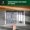 image:imageDrawer Organizer for Kitchen Organization  Expandable Bamboo Silverware Drawer Organizer with Removable Knife Block Bamboo Cutlery NonSlip Utensil Organizer with 7Slot Knife Storage for FlatwareGray