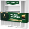 image:imageDrawer Organizer for Kitchen Organization  Expandable Bamboo Silverware Drawer Organizer with Removable Knife Block Bamboo Cutlery NonSlip Utensil Organizer with 7Slot Knife Storage for FlatwareWhite