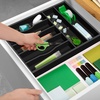image:imageDrawer Organizer for Kitchen Organization  Expandable Bamboo Silverware Drawer Organizer with Removable Knife Block Bamboo Cutlery NonSlip Utensil Organizer with 7Slot Knife Storage for FlatwareBlack