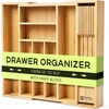 image:imageDrawer Organizer for Kitchen Organization  Expandable Bamboo Silverware Drawer Organizer with Removable Knife Block Bamboo Cutlery NonSlip Utensil Organizer with 7Slot Knife Storage for FlatwareNatural