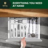 image:imageDrawer Organizer for Kitchen Organization  Expandable Bamboo Silverware Drawer Organizer with Removable Knife Block Bamboo Cutlery NonSlip Utensil Organizer with 7Slot Knife Storage for FlatwareWhite