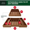 image:imageDrawer Organizer for Kitchen Organization  Expandable Bamboo Silverware Drawer Organizer with Removable Knife Block Bamboo Cutlery NonSlip Utensil Organizer with 7Slot Knife Storage for FlatwareBrown Bamboo