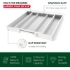 image:imageDrawer Organizer for Kitchen Organization  Expandable Bamboo Silverware Drawer Organizer with Removable Knife Block Bamboo Cutlery NonSlip Utensil Organizer with 7Slot Knife Storage for FlatwareWhite