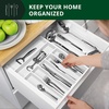 image:imageDrawer Organizer for Kitchen Organization  Expandable Bamboo Silverware Drawer Organizer with Removable Knife Block Bamboo Cutlery NonSlip Utensil Organizer with 7Slot Knife Storage for FlatwareWhite