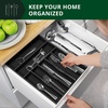 image:imageDrawer Organizer for Kitchen Organization  Expandable Bamboo Silverware Drawer Organizer with Removable Knife Block Bamboo Cutlery NonSlip Utensil Organizer with 7Slot Knife Storage for FlatwareBlack
