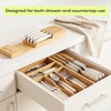 image:imageDrawer Organizer for Kitchen Organization  Expandable Bamboo Silverware Drawer Organizer with Removable Knife Block Bamboo Cutlery NonSlip Utensil Organizer with 7Slot Knife Storage for FlatwareNatural