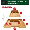 image:imageDrawer Organizer for Kitchen Organization  Expandable Bamboo Silverware Drawer Organizer with Removable Knife Block Bamboo Cutlery NonSlip Utensil Organizer with 7Slot Knife Storage for FlatwareNatural