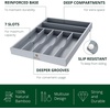 image:imageDrawer Organizer for Kitchen Organization  Expandable Bamboo Silverware Drawer Organizer with Removable Knife Block Bamboo Cutlery NonSlip Utensil Organizer with 7Slot Knife Storage for FlatwareGray