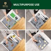 image:imageDrawer Organizer for Kitchen Organization  Expandable Bamboo Silverware Drawer Organizer with Removable Knife Block Bamboo Cutlery NonSlip Utensil Organizer with 7Slot Knife Storage for FlatwareGray