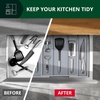 image:imageDrawer Organizer for Kitchen Organization  Expandable Bamboo Silverware Drawer Organizer with Removable Knife Block Bamboo Cutlery NonSlip Utensil Organizer with 7Slot Knife Storage for FlatwareGray